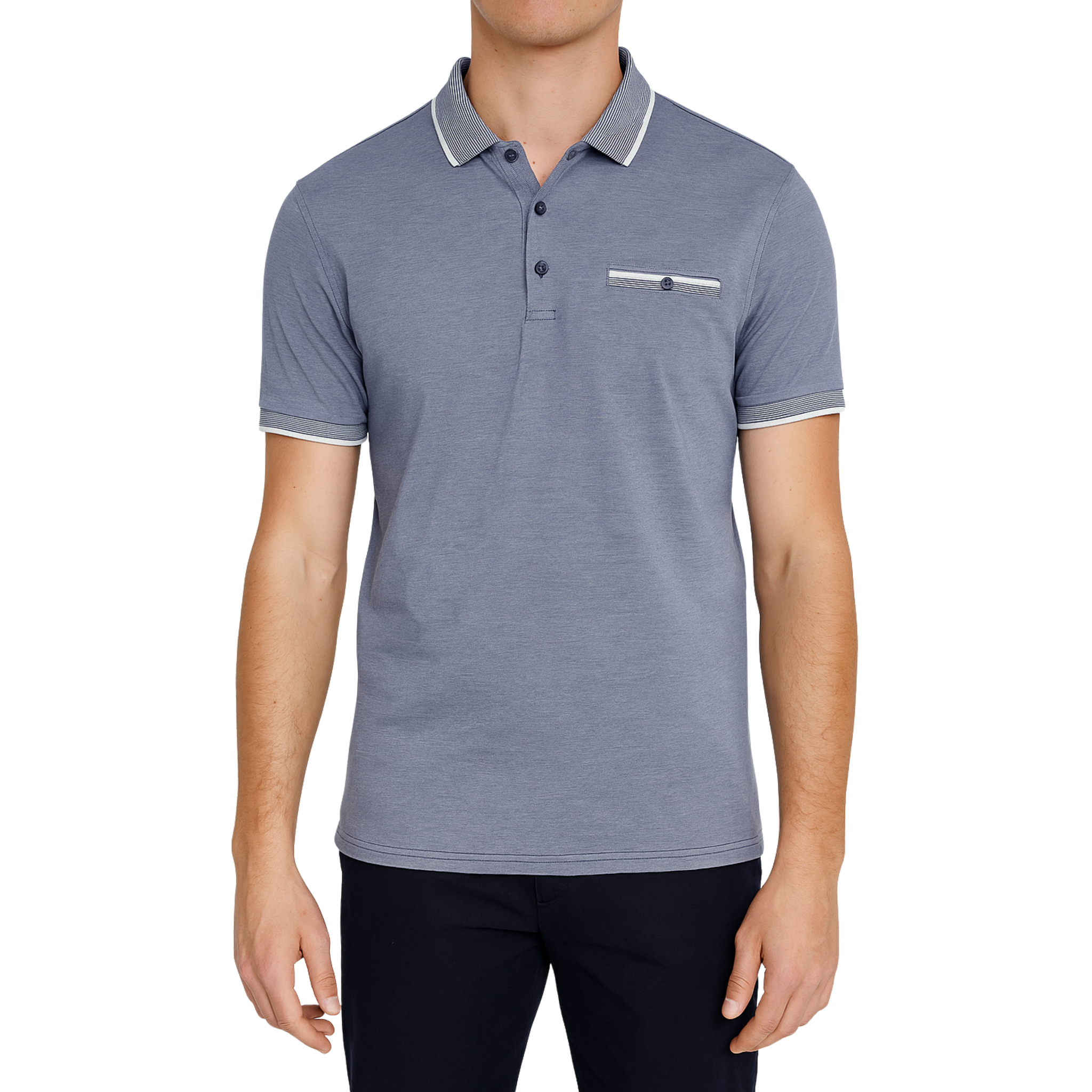Men’s Short Sleeve Tipping Knit Polo Shirt – Casual Slim Fit