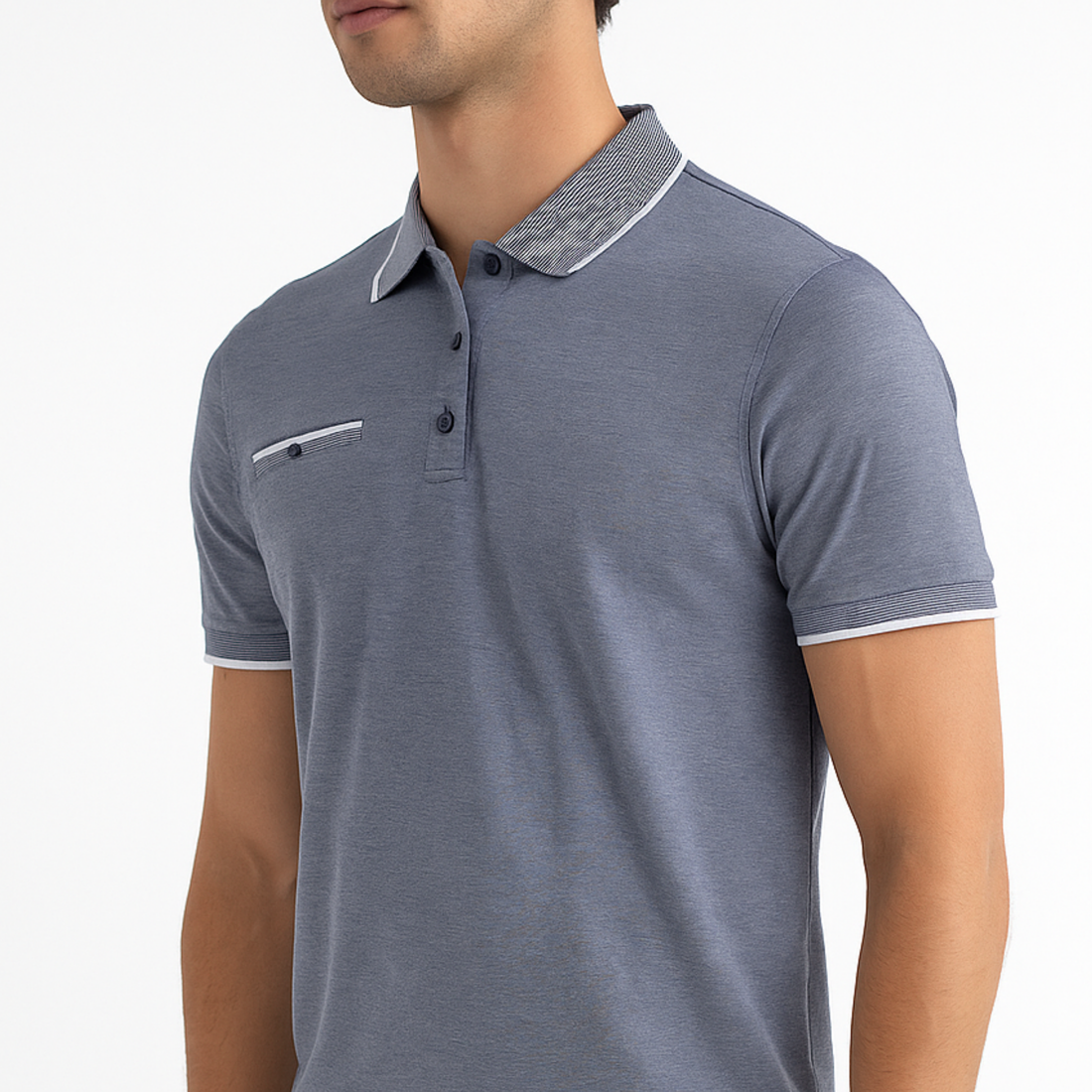 Men’s Short Sleeve Tipping Knit Polo Shirt – Casual Slim Fit