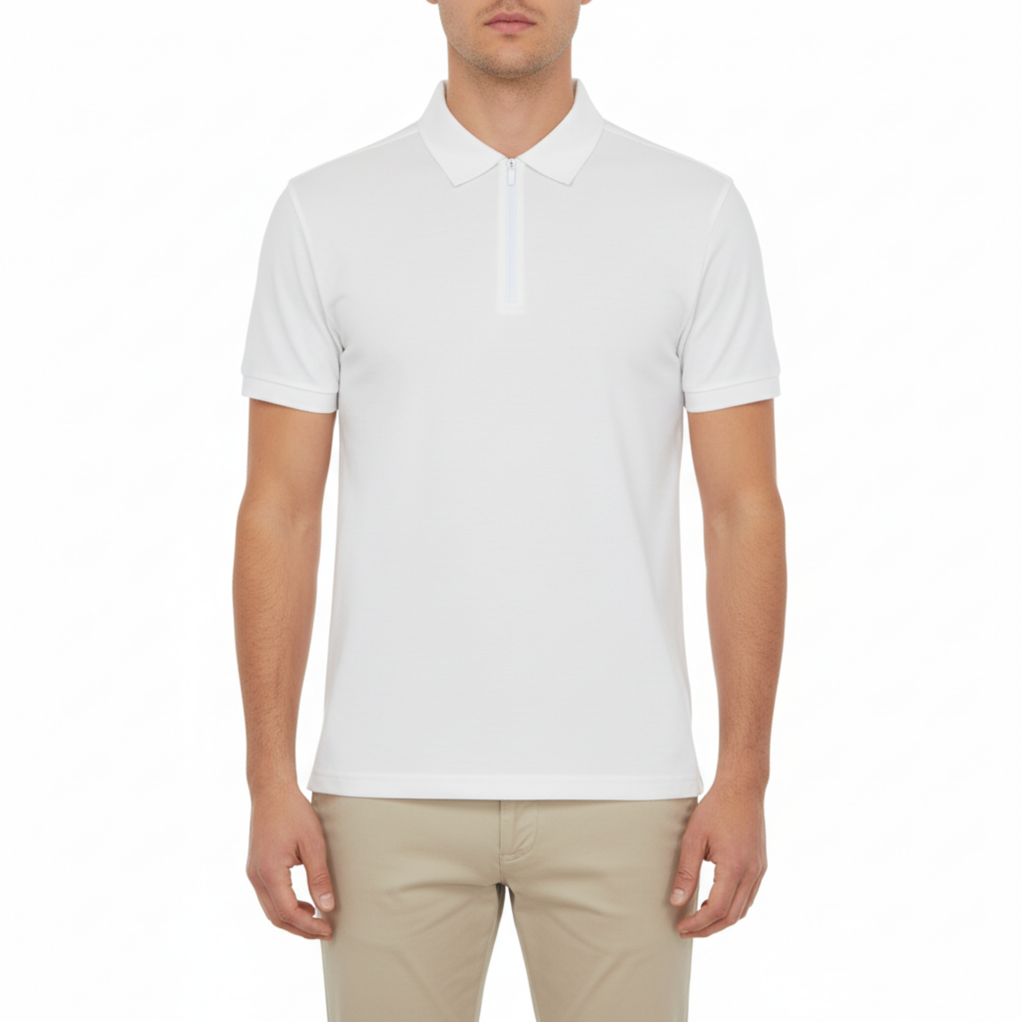 Men’s Pima Cotton Knit Polo with Zip – Short Sleeve Classic Fit