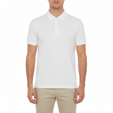 Men’s Pima Cotton Knit Polo with Zip – Short Sleeve Classic Fit