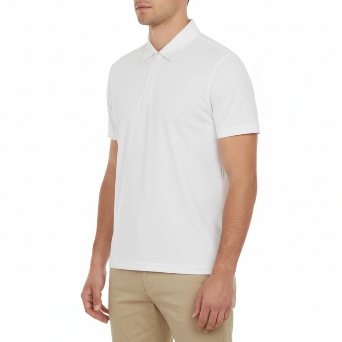 Men’s Pima Cotton Knit Polo with Zip – Short Sleeve Classic Fit