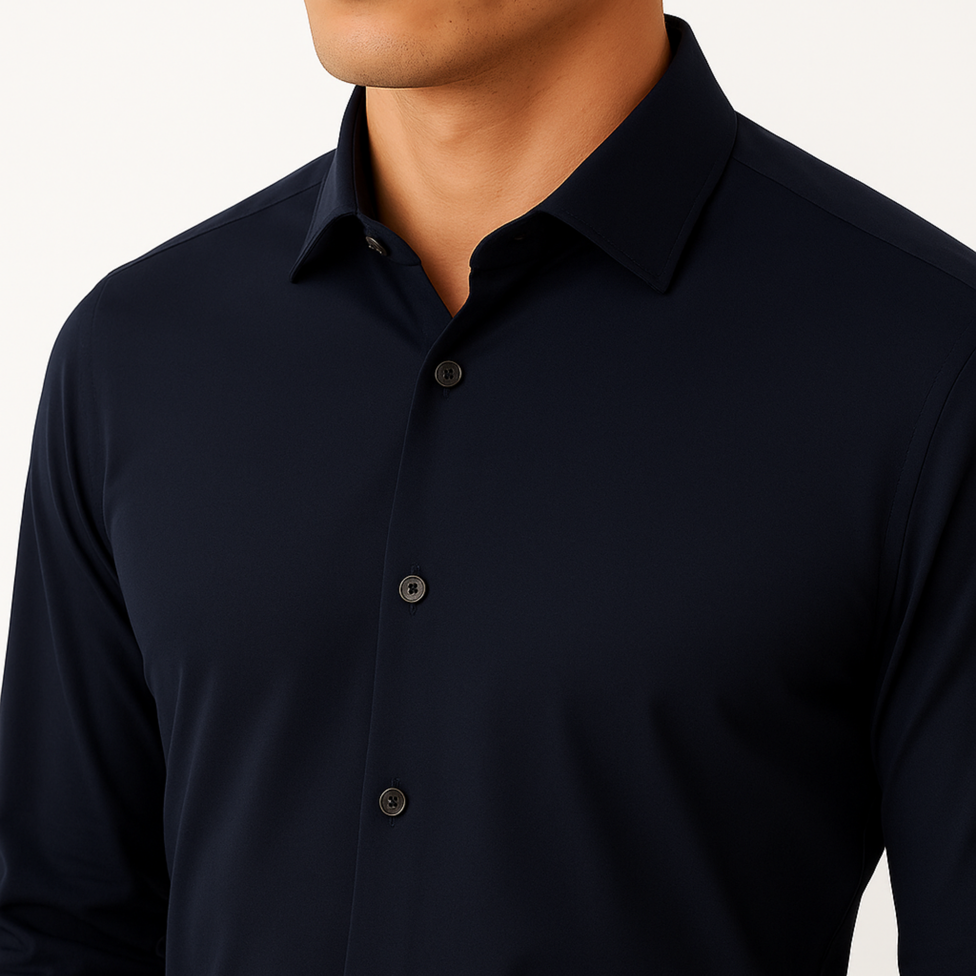Mens Long Sleeve Nylon Stretch Knit Shirt Solid Color Mens Long Sleeve Nylon Stretch Knit Shirt Solid Color