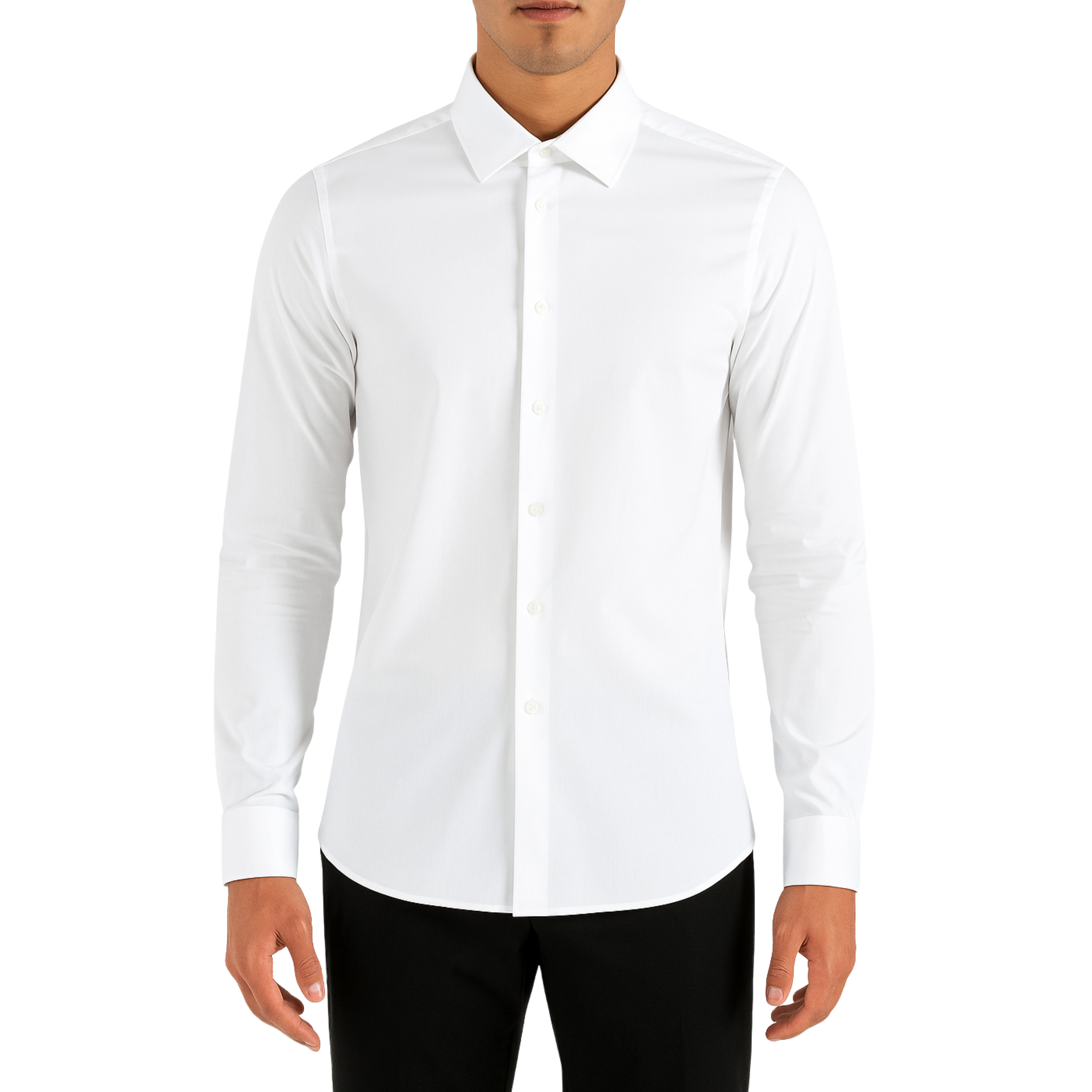 Men's Long Sleeve Nylon Stretch Knit Shirt – Solid Color