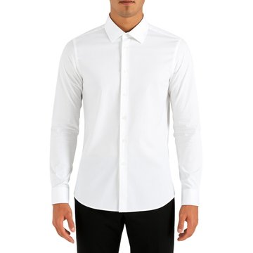 Chemise habillée en nylon extensible uni à manches longues pour homme