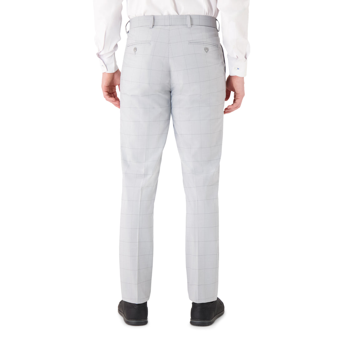 Men’s Light Grey Plaid Formal Pants – Stretch Fabric