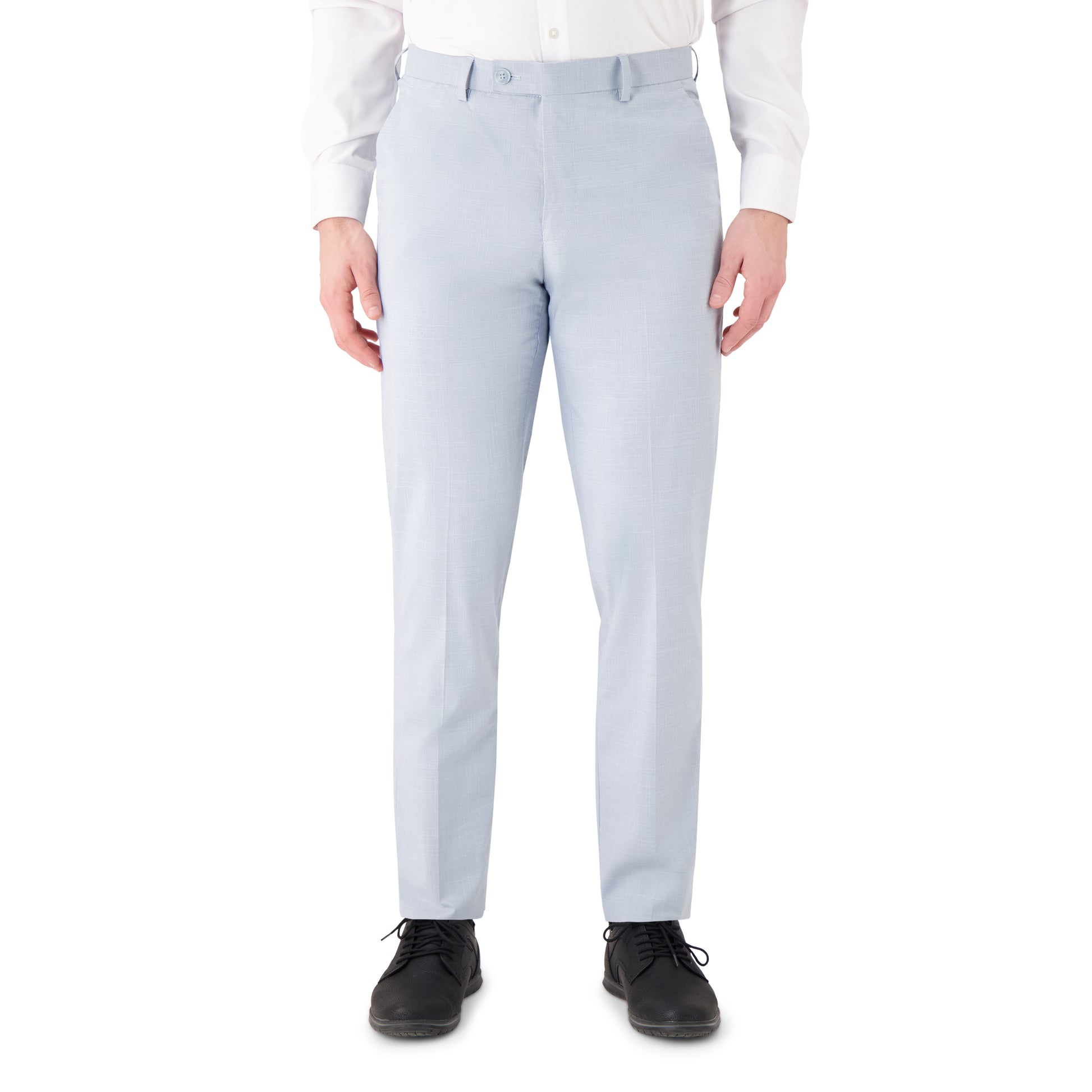 light blue dress pants men Athletic Fit Stretch Suit Pants - Heathered Light Blue 40W