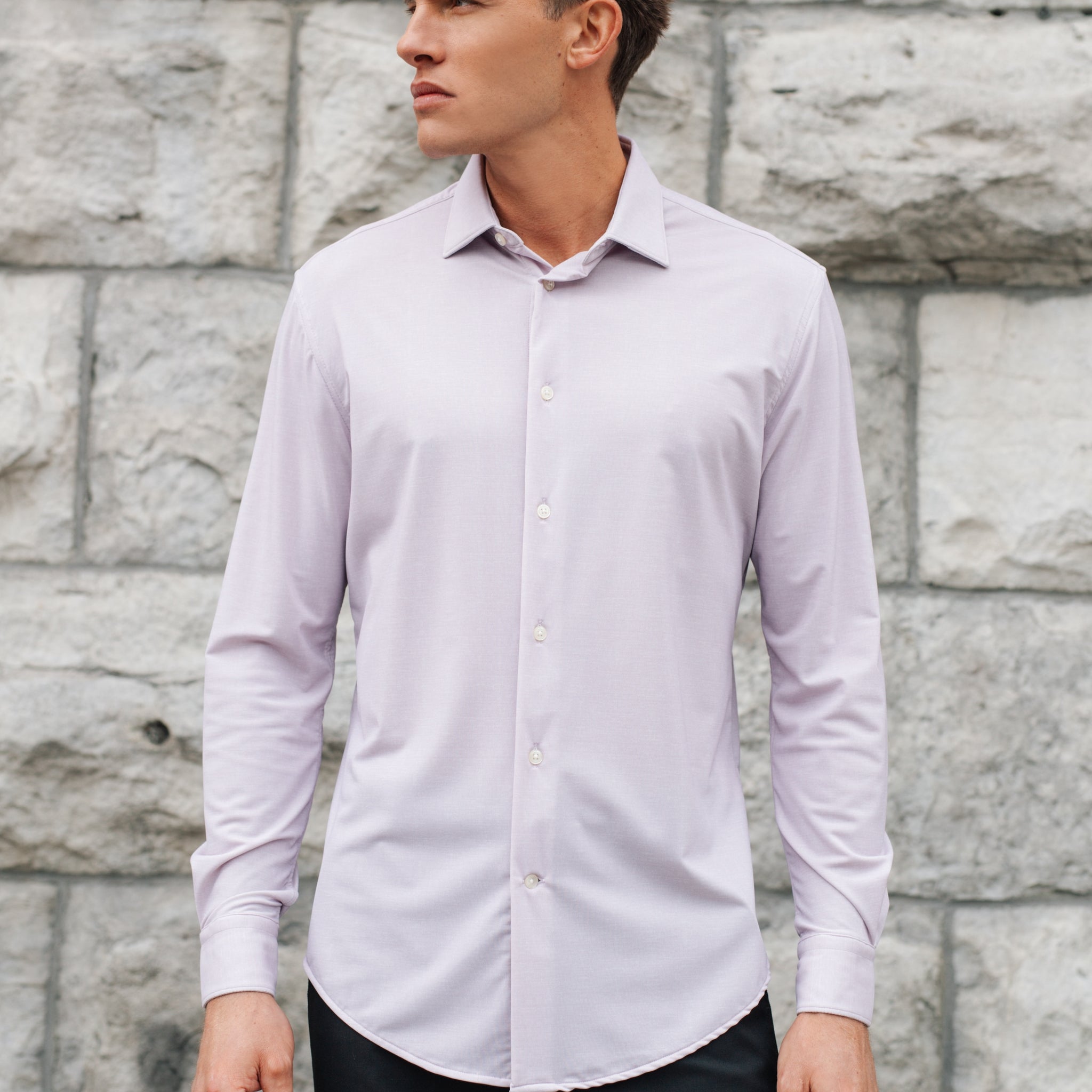 Melange Lavender Nylon Blend Shirt