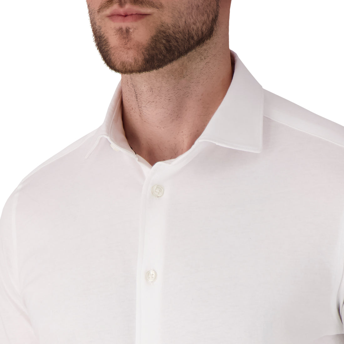 Men's Formal Slim Fit White Long Sleeves Knit Cotton Shirt