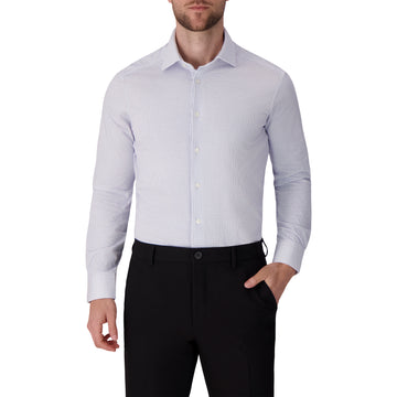 Long Sleeve White Cotton Knit Shirt with Geometric Print