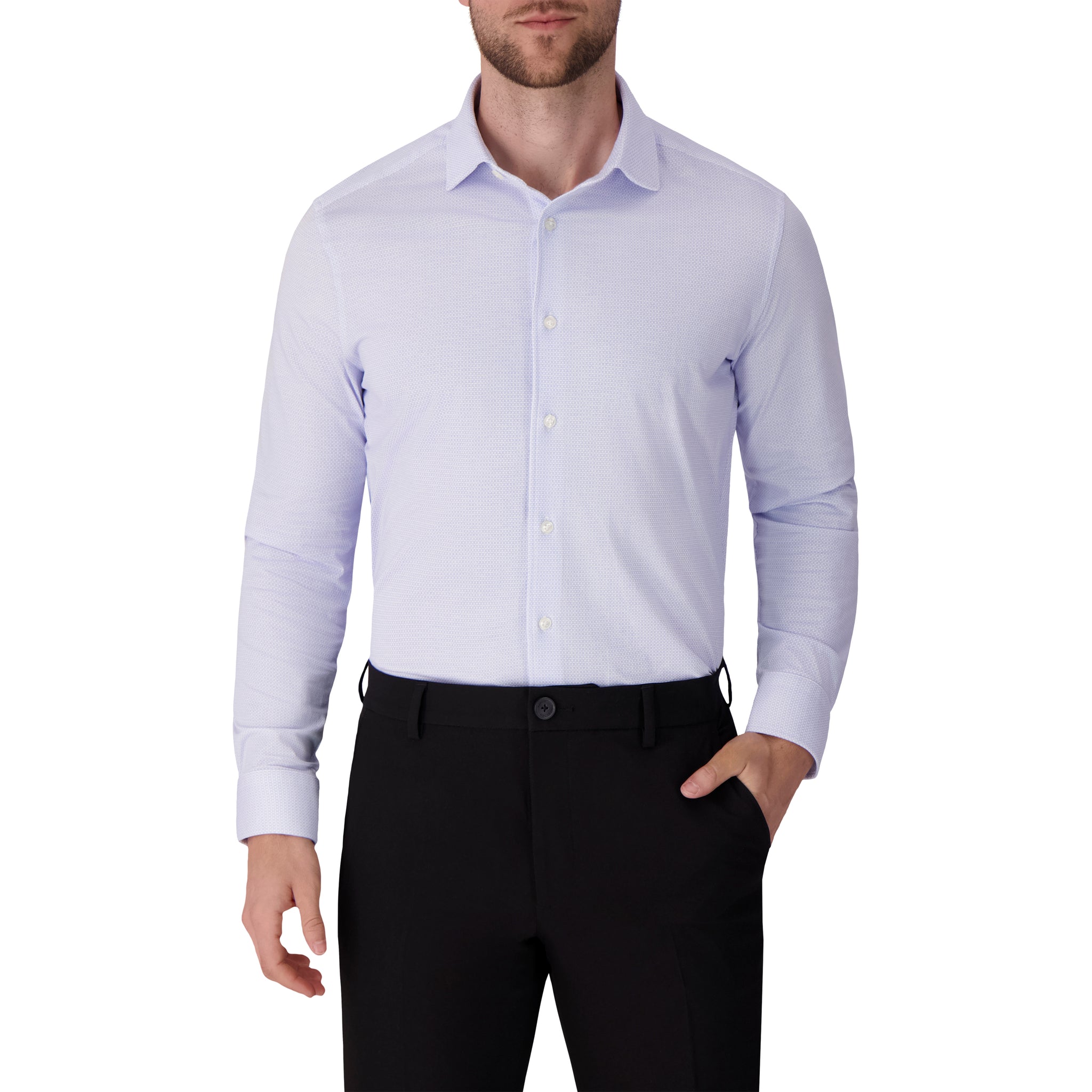 Men's Casual Dress Shirt – Light Blue, Cotton Knit Fabric